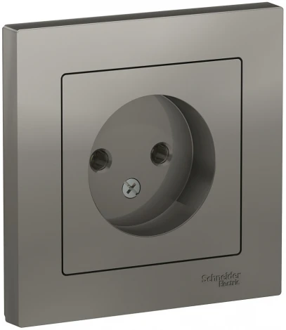 Розетка встраиваемая без заземления (сталь) Systeme Electric AtlasDesign ATN000940
