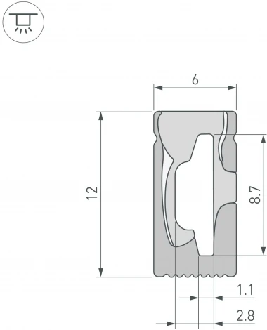 Силиконовый профиль WPH-FLEX-0612-SIDE-S8-5m BLACK (Arlight, Силикон) 045782
