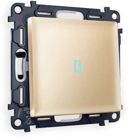 Комплект механизма Ambrella Volt 1-клавишного проходного выключателя с подсветкой 10000K ALFA MA602040 Шампань QUANT