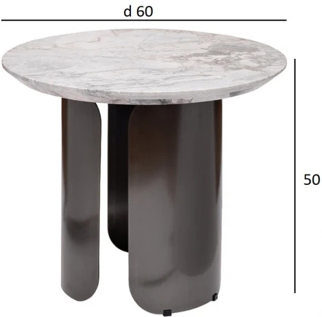 Стол журнальный натур.серый мрамор d 60*50см Garda Decor арт.57EL-79702