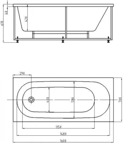 Акриловая ванна Акватек Оберон 160
