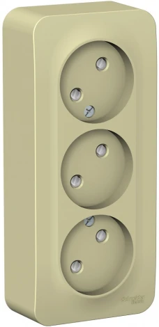 Розетка накладная тройная без заземления со шторками (бежевый) Systeme Electric Blanca BLNRA001317