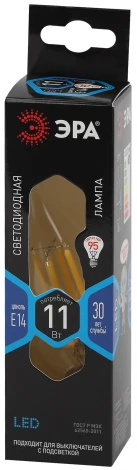 Лампочка светодиодная филаментная E14 11W ЭРА F-LED BXS-11W-840-E14