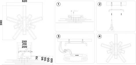 Потолочный светодиодный светильник с пультом Ambrella Acrylica Original FA8906 (регулировка яркости, 220V, умный дом - Smart Life, круглые)