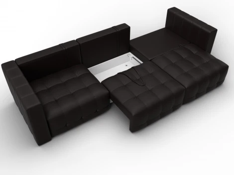 Диван прямой Лига-052 НПБ Лонг (ЛДСП,Брус,Фанера/Пластик/Экокожа/Коричневый) Лига Диванов 129907