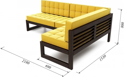 Диван Arsko угловой Сега У венге велюр желтый