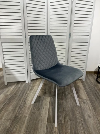 Обеденный стул M-City DAIQUIRI BLUVEL-06 BLUE / белый каркас, велюр