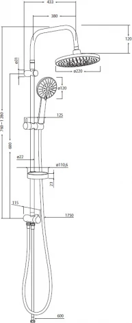 Душевая стойка Damixa Akita 409110064