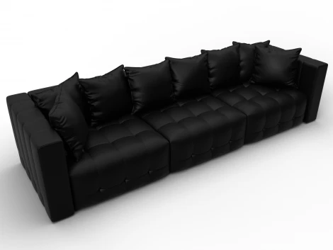 Диван прямой Лига-052 НПБ Лонг (ЛДСП,Брус,Фанера/Пластик/Экокожа/Черный) Лига Диванов 129908