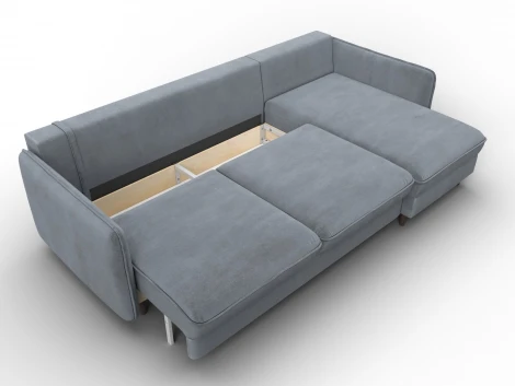 Диван угловой Лига-064 НПБ угол универсальный (ДСП/Дерево/Велюр/Серый) Лига Диванов 129629