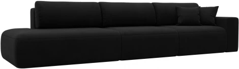 Диван прямой Лига-036 НПБ Модерн Лонг подлокотник справа (Черный/Микровельвет) Лига Диванов арт.121348