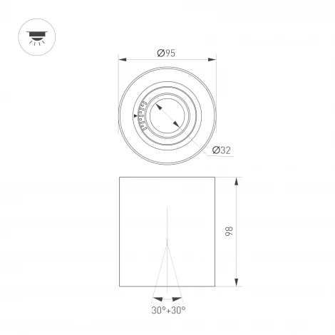 Накладной светильник светодиодный SP-ACENTO-R95-10W Warm2700 (BK, 20-45 deg, 230V) (Arlight, IP20 Металл) 055743