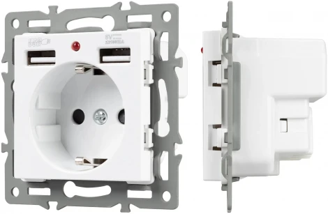 Механизм розетки с USB зарядкой SCT-MUAA-PL-WH (250V, 16A) (Arlight) 043733