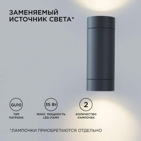Настенный светильник уличный 2х35Вт графит, алюминий Apeyron 11-119