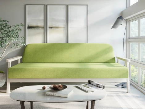 Диван Arsko прямой Флори Б беленый дуб рогожка зеленая