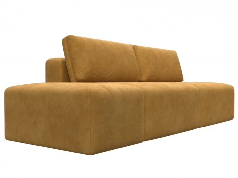 Диван прямой модульный с пуфом Лига-060 НПБ (ЛДСП,Брус,Фанера/Пластик/Велюр/Желтый) Лига Диванов 129669