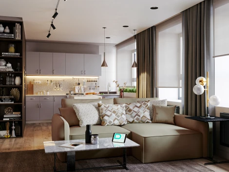 Диван угловой бежевый D1 Портленд AAA4151003 Premier 09