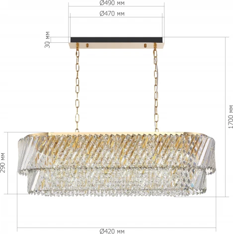 Подвесная люстра ST Luce Ritz SL6138.303.14 латунь/прозрачный E14 14*40W (220V, на цепи)