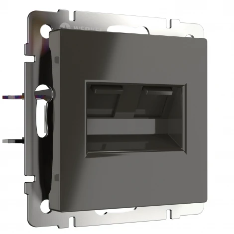 Розетка телефонная RJ-11 и Еthernet RJ-45 (серо-коричневый) W1182107 (a050843)