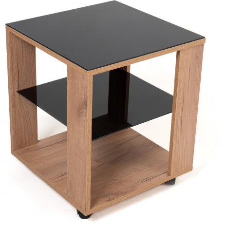 Стол журнальный BeautyStyle 6 дуб крафт золотой/стекло черное Mebelik арт.009385