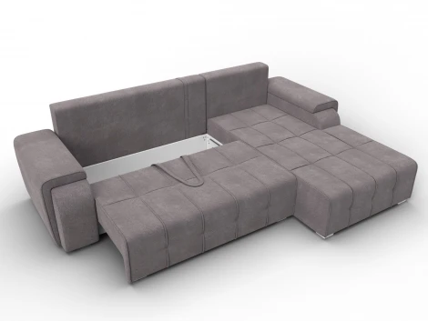 Диван угловой Лига-121 правый угол (ДСП,Брус,Велюр/Бежевый) Лига Диванов 137351