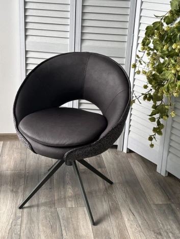 Стул ANABEL 360 град. поворот Черный  Maison 99# / OTE COBBLE 457 / серый каркас, ®DISAUR (арт.621M05764)