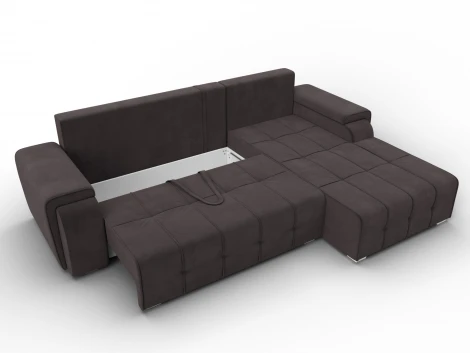 Диван угловой Лига-121 правый угол (ДСП,Брус,Велюр/Коричневый) Лига Диванов 137349