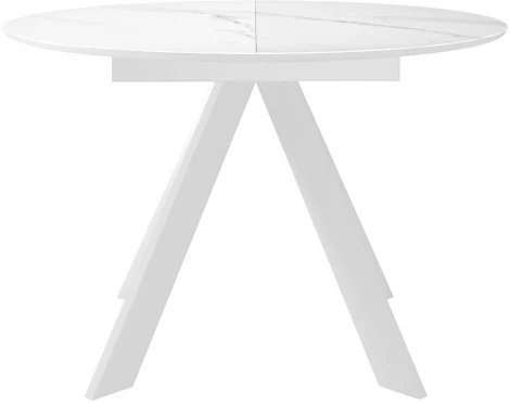 Стол DikLine SKC100 d1000 Керамика Белый мрамор,подстолье белое,опоры белые