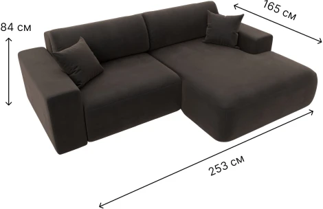 Диван угловой Лига-036 НПБ Классик правый угол (Коричневый/Велюр) Лига Диванов арт.121377