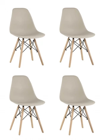 Стул Eames Style DSW бежевый x4 (разборный каркас) Stool Group арт.УТ000037158