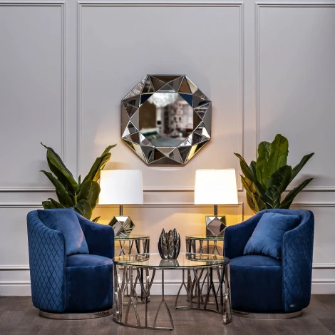 Стол журнальный стекло прозр./серебро d90*45см Garda Decor арт.13RXCT3104-SILVER