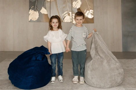 Детское кресло мешок Dreambag Синий Микровельвет L (Классический) 5612801