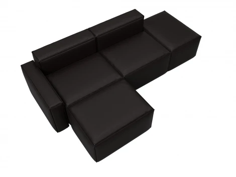 Диван угловой модульный Лига-063 угол левый (ДСП/Пластик/Экокожа/Коричневый) Лига Диванов 129789L