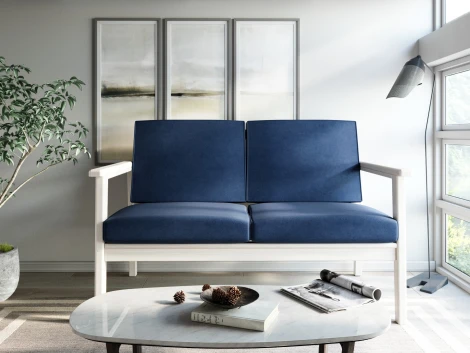 Диван Arsko прямой Лориан М беленый дуб велюр синий