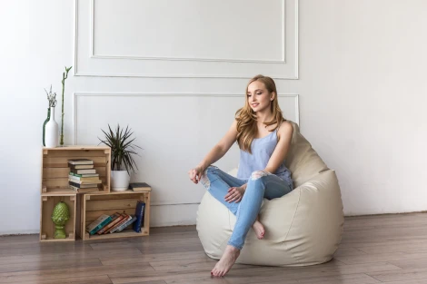 Кресло мешок Dreambag Груша Светло-Бежевая ЭкоКожа (3XL, Классический) 5011041