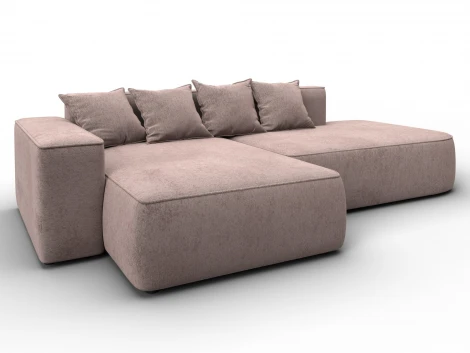 Диван угловой Лига-065 угол левый (ДСП/Пластик/Велюр/Бежевый) Лига Диванов 129807L