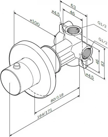 Переключатель потоков AM.PM F0800100 С ВНУТРЕННЕЙ ЧАСТЬЮ, на три потребителя
