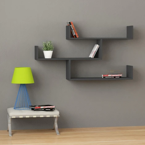 Полка Прямая TIBET BOOKCASE (Дерево/Темно-серый) LEVE