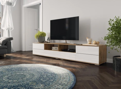 ТВ-тумба Маллоу (Маллоу дуб вотан / белый глянец) Woodville арт.563533