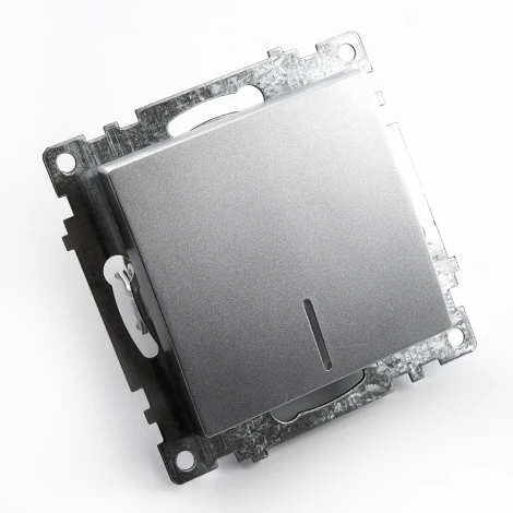 Выключатель одноклавишный с подсветкой (серебро) Stekker Катрин 39577