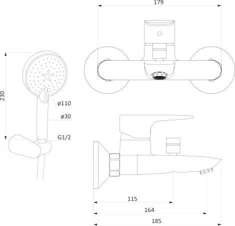 Смеситель Damixa Origin Evo 2 781300000 для ванны с душем