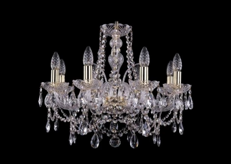 Подвесная люстра Bohemia 1411 1411/8/195/G (220V, хрусталь, на цепи, подсвечник, свеча)