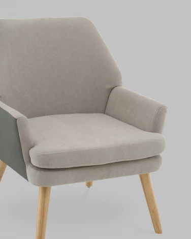 Кресло Харви серый с серой экокожей деревянные ножки Stool Group арт.УТ000040121