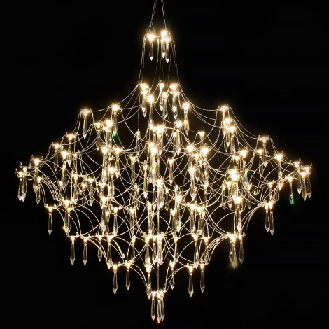 Подвесная люстра светодиодная хрустальная с пультом ILLUMICO IL0909-1000HX-123 Ether