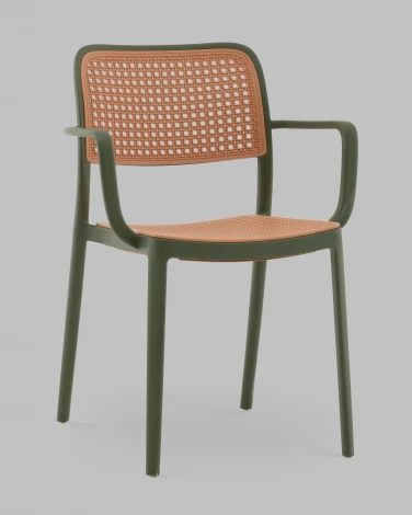 Стул Yona пластиковый с подлокотниками зелёный Stool Group арт.УТ000040845