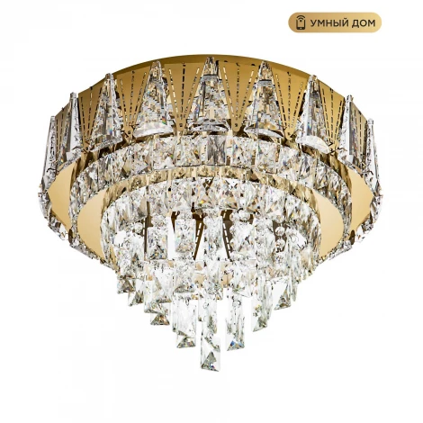 Потолочная люстра светодиодная хрустальная с пультом и управлением смарфоном с регулировкой цветовой температуры и яркости LED4U LED4U L9437-500 GD с УД