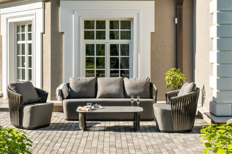 "Флоренция" лаунж-зона из искусственного ротанга, цвет графит 4SIS FS3C2T-4-SET