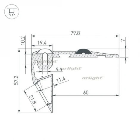 Профиль STEP-FRONT-2000 ANOD (Алюминий) 023866 Arlight STEP