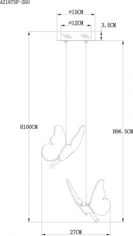 Подвесной светильник Darcy A2187SP-2GO Arte Lamp (LED, 220V, на проводе, бабочки)