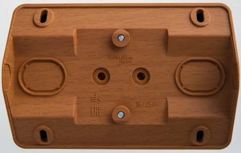 Розетка накладная двойная с заземлением и шторками (бук) Systeme Electric Etude PA16-108T